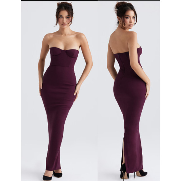 NWT House of CB Lucia Strapless Corset Bodycon Maxi Dress Grape Women's  Size S
